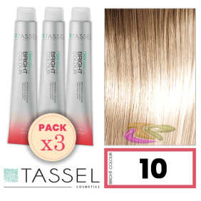 Tassel - Pack 3 Tintes BRIGHT COLOUR con Argán y Keratina Nº 10 RUBIO SUPER CLARO 100 ml