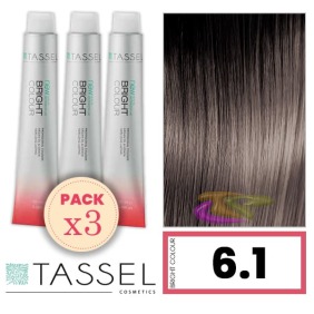 Tassel - Pack 3 Tintes BRIGHT COLOUR con Argán y Keratina Nº 6.1 RUBIO OSCURO CENIZA 100 ml