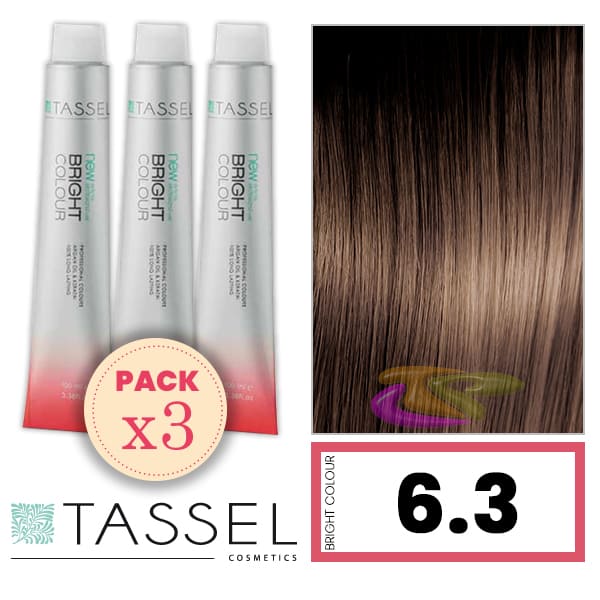Tassel - Pack 3 Tintes BRIGHT COLOUR con Argán y Keratina Nº 6.3 RUBIO OSCURO DORADO 100 ml