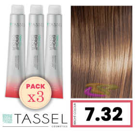 Tassel - Pack 3 Tintes BRIGHT COLOUR con Argán y Keratina Nº 7.32 RUBIO MEDIO DORADO BEIGE 100 ml