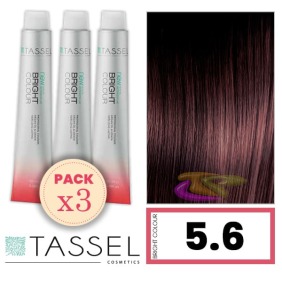 Tassel - Pack 3 Tintes BRIGHT COLOUR con Argán y Keratina Nº 5.6 CASTAÑO CLARO ROJO 100 ml