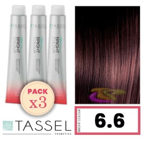 Tassel - Pack 3 Tintes BRIGHT COLOUR con Argán y Keratina Nº 6.6 RUBIO OSCURO ROJO 100 ml