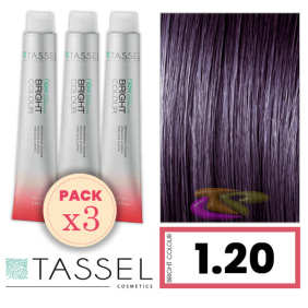 Tassel - Pack 3 Tintes BRIGHT COLOUR con Argán y Keratina Nº 1.20 NEGRO MORA 100 ml