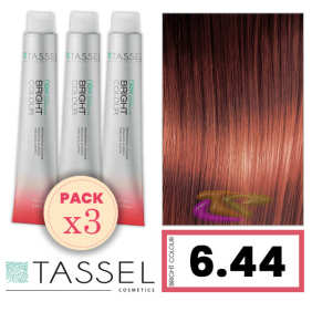 Tassel - Pack 3 Tintes BRIGHT COLOUR con Argán y Keratina Nº 6.44 RUBIO OSCURO COBRE INTENSO 100 ml