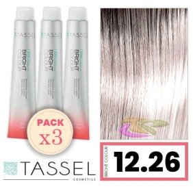 Tassel - Pack 3 Tintes BRIGHT COLOUR con Argán y Keratina Nº 12.26 RUBIO SUPERACLARANTE CENIZA VIOLETA 100 ml