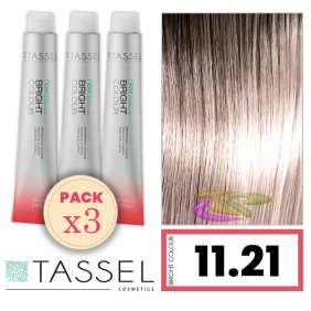 Tassel - Pack 3 Tintes BRIGHT COLOUR con Argán y Keratina Nº 11.21 RUBIO EXTRACLARO PERLA CENIZA 100 ml