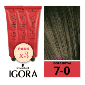 Schwarzkopf - Pack 3 Tintes Igora Royal 7/0 Rubio Medio 60 ml