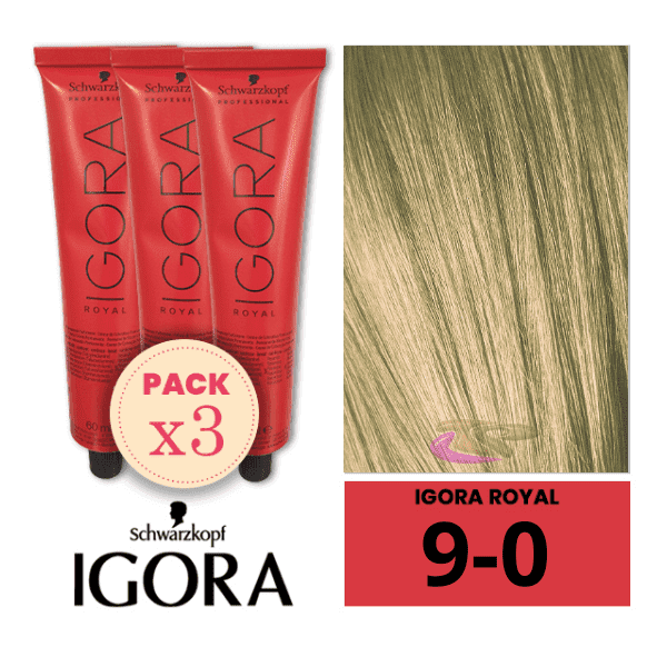 Schwarzkopf - Pack 3 Tintes Igora Royal 9/0 Rubio Muy Claro 60 ml