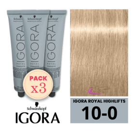 Schwarzkopf - Pack 3 Tintes Igora Royal HIGHLIFTS 10/0 Rubio Platino Natural 60 ml