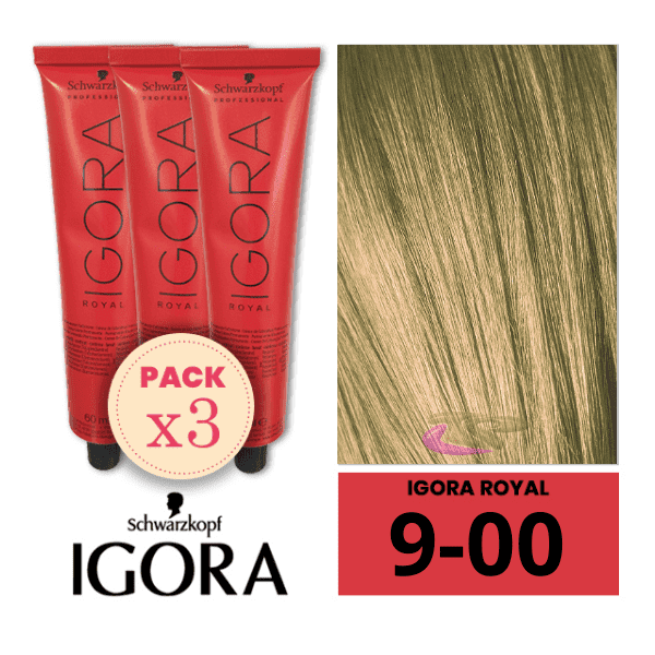 Schwarzkopf - Pack 3 Tintes Igora Royal 9/00 Rubio Muy Claro Extra 60 ml