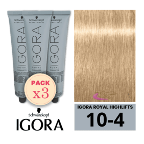 Schwarzkopf - Pack 3 Tintes Igora Royal HIGHLIFTS 10/4 Rubio Platino Beige 60 ml