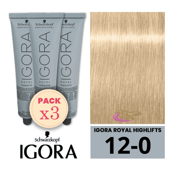 Schwarzkopf - Pack 3 Tintes Igora Royal HIGHLIFTS 12/0 Superaclarante 60 ml