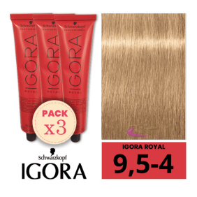 Schwarzkopf - Pack 3 Tintes Igora Royal MATIZADOR DE MECHAS 9,5 4 Beige 60 ml