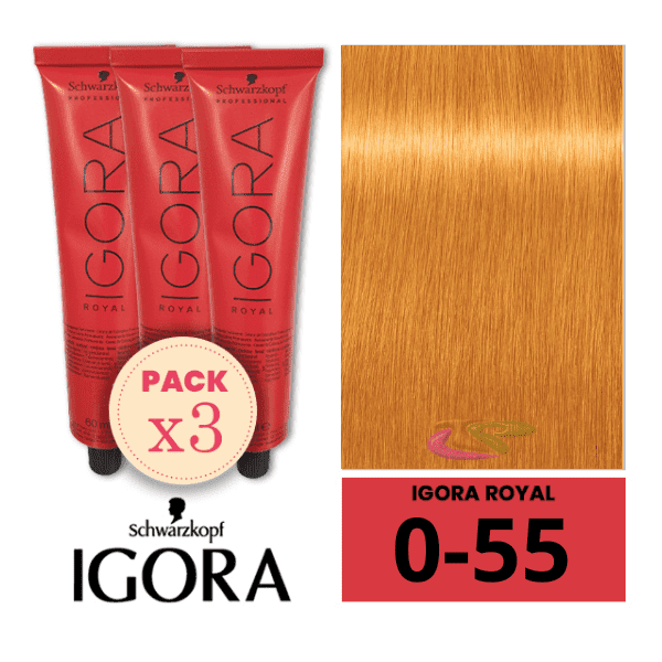 Schwarzkopf - Pack 3 Tintes Igora Royal 0/55 Intensificador Dorado 60 ml