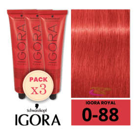Schwarzkopf - Pack 3 Tintes Igora Royal 0/88 Intensificador Rojo 60 ml