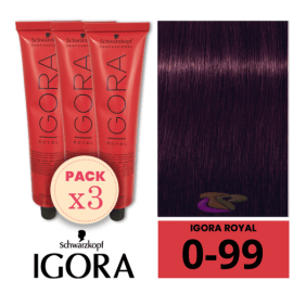 Schwarzkopf - Pack 3 Tintes Igora Royal 0/99 Intensificador Violeta 60 ml