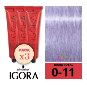 Schwarzkopf - Pack 3 Tintes Igora Royal 0/11 Corrector Anti Amarillo 60 ml