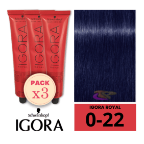 Schwarzkopf - Pack 3 Tintes Igora Royal 0/22 Corrector Anti Naranja 60 ml