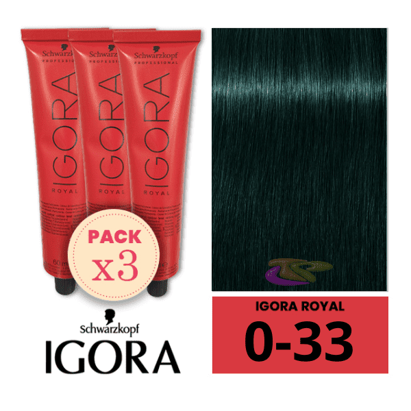 Schwarzkopf - Pack 3 Tintes Igora Royal 0/33 Corrector Anti Rojo 60 ml