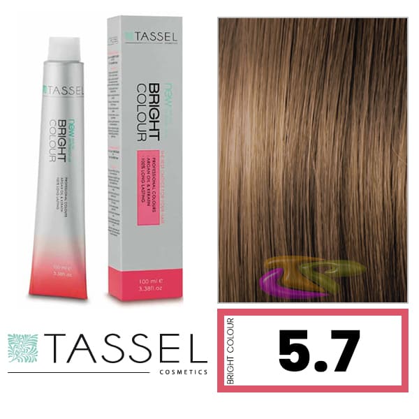 Tassel - Tinte BRIGHT COLOUR con Argán y Keratina Nº 5.7 CASTAÑO CLARO MARRÓN 100 ml (04812)