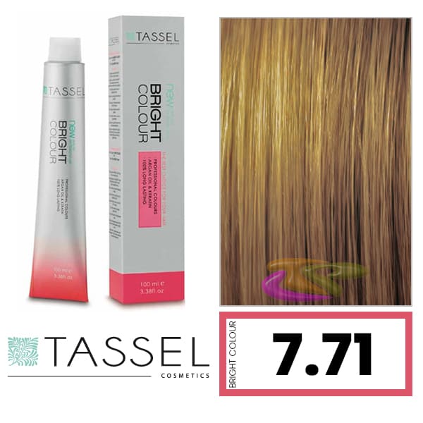 Tassel - Tinte BRIGHT COLOUR con Argán y Keratina Nº 7.71 RUBIO MEDIO MARRÓN FRÍO 100 ml (04816)