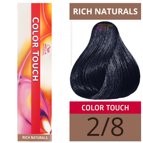 Wella - Baño COLOR TOUCH Rich Naturals 2/8 Negro Azulado (sin amoníaco) de 60 ml