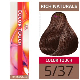 Wella - Baño COLOR TOUCH Rich Naturals 5/37 Castaño Claro Dorado Marrón (sin amoníaco) de 60 ml