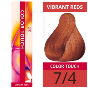 Wella - Baño COLOR TOUCH Vibrant Reds 7/4 Rubio Medio Cobrizo (sin amoníaco) de 60 ml