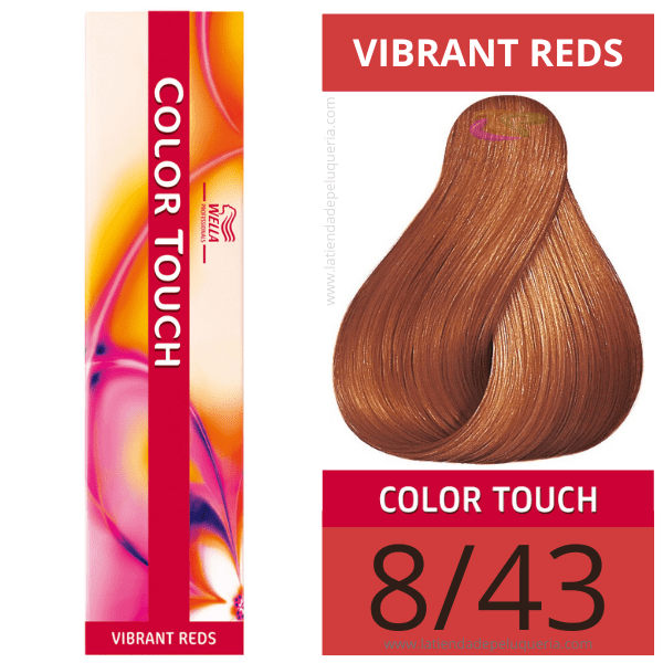 Wella - Baño COLOR TOUCH Vibrant Reds 8/43 Rubio Claro Cobrizo Dorado (sin amoníaco) de 60 ml