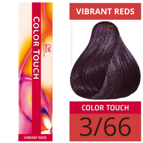 Wella - Baño COLOR TOUCH Vibrant Reds 3/66 Castaño Oscuro Violeta Intenso (sin amoníaco) de 60 ml