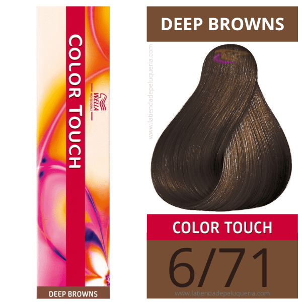 Wella - Baño COLOR TOUCH Deep Browns 6/71 Rubio Oscuro Marrón Ceniza (sin amoníaco) de 60 ml