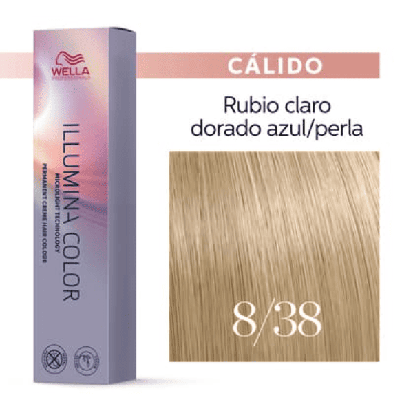 Wella - Tinte Illumina Color 8/38 Rubio Claro Dorado Perla 60 ml