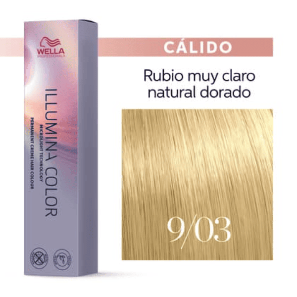 Wella - Tinte Illumina Color 9/03 Rubio Muy Claro Natural Dorado 60 ml