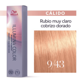 Wella - Tinte Illumina Color 9/43 Rubio Muy Claro Cobre Dorado 60 ml