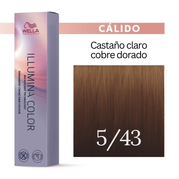 Wella - Tinte Illumina Color 5/43 Castaño Claro Cobre Dorado 60 ml