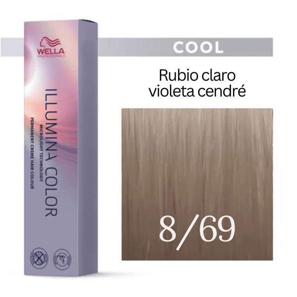 Wella - Tinte Illumina Color 8/69 Rubio Claro Violeta Cendré 60 ml