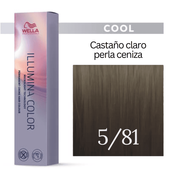 Wella - Tinte Illumina Color 5/81 Castaño Claro Perla Ceniza 60 ml