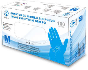 Alba - Guantes desechables NITRILO SIN POLVO Azul Talla M (100 uds) (003178)