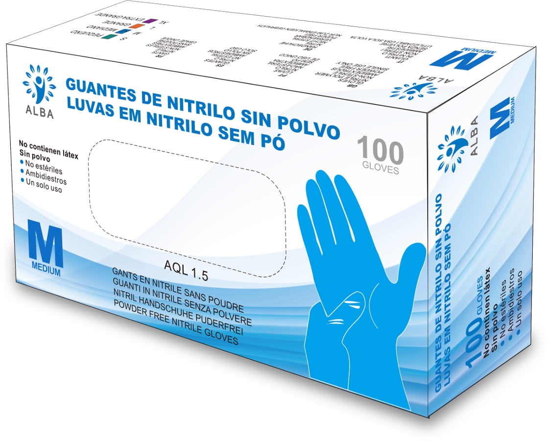 Guantes de nitrilo touch sin polvo, talla L. Color Morado. Caja de 100