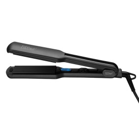 Eurostil - Plancha Profesional Frizzer Negra con Placas Intercambiables (1 placa para lisos y 2 placas para ondas frizz)...