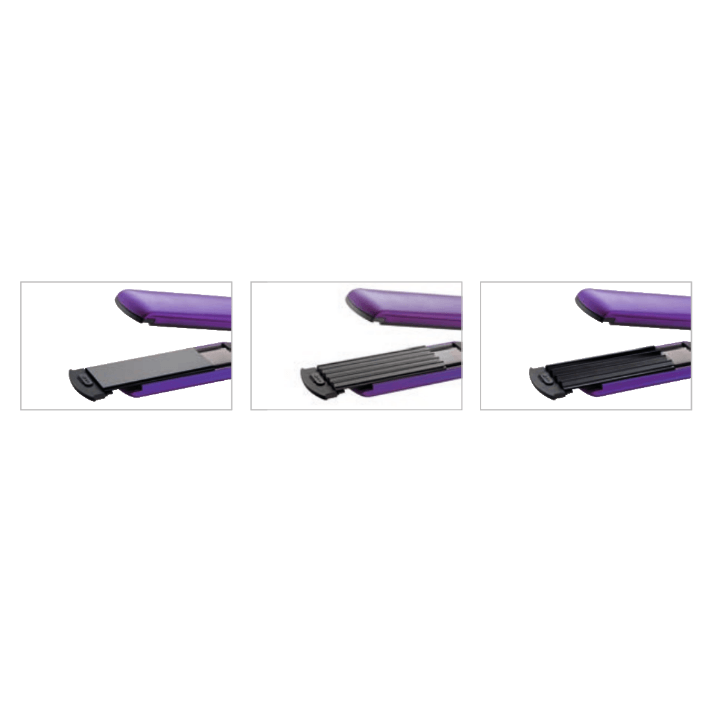 Eurostil - Plancha Profesional Frizzer Negra con Placas Intercambiables (1 placa para lisos y 2 placas para ondas frizz) (06163/50)