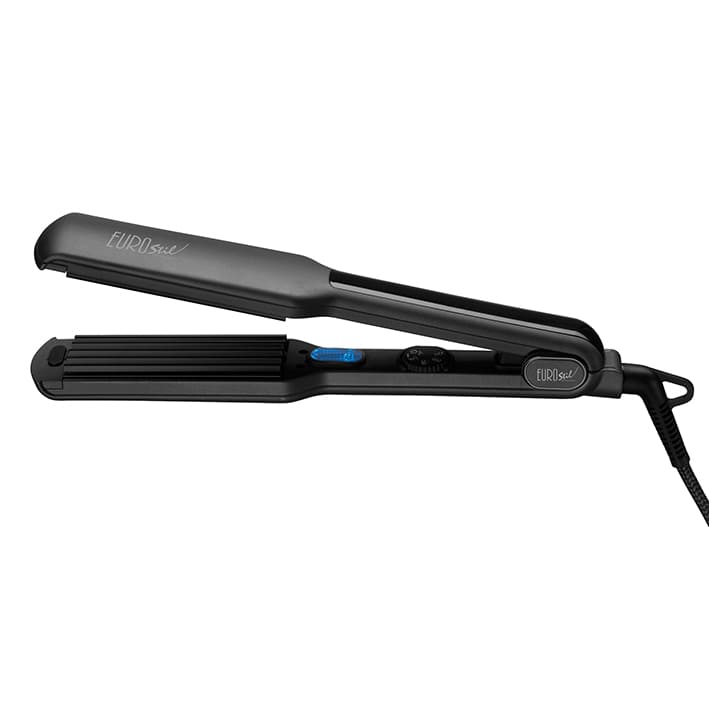 Eurostil - Plancha Profesional Frizzer Negra con Placas Intercambiables (1 placa para lisos y 2 placas para ondas frizz) (06163/50)