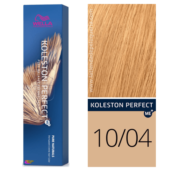 Wella - Tinte Koleston Perfect Pure Naturals 10/04 Rubio Super Claro Natural Cobrizo de 60 ml