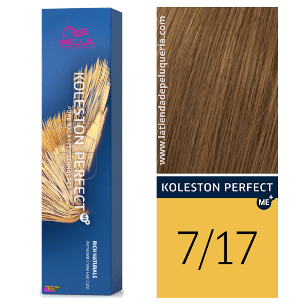 Wella - Tinte Koleston Perfect ME+ Rich Naturals 7/17 Rubio Medio Ceniza Marrón 60 ml