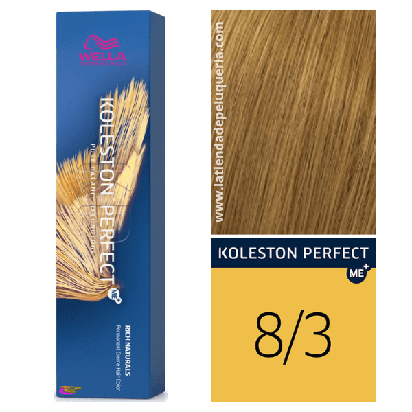 Wella - Tinte Koleston Perfect ME+ Rich Naturals 8/3 Rubio Claro Dorado 60 ml