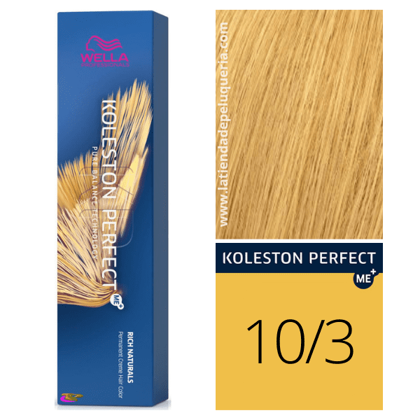 Wella - Tinte Koleston Perfect ME+ Rich Naturals 10/3 Rubio Super Claro Dorado 60 ml