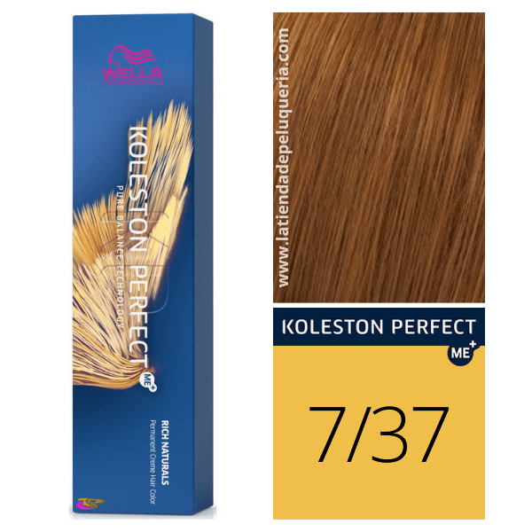 Wella - Tinte Koleston Perfect ME+ Rich Naturals 7/37 Rubio Medio Dorado Marrón 60 ml