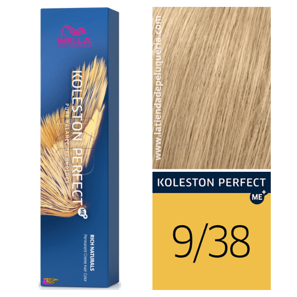 Wella - Tinte Koleston Perfect ME+ Rich Naturals 9/38 Rubio Muy Claro Dorado Perla 60 ml