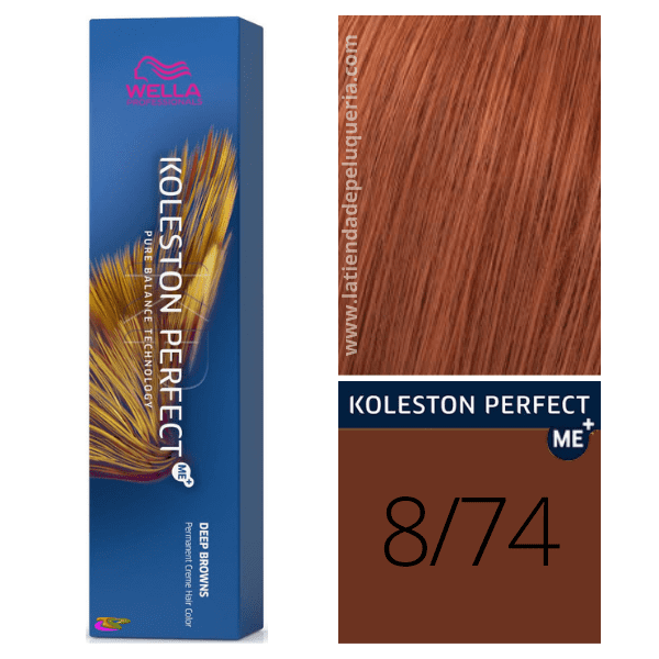 Wella - Tinte Koleston Perfect ME+ Deep Browns 8/74 Rubio Claro Marrón Cobrizo 60 ml