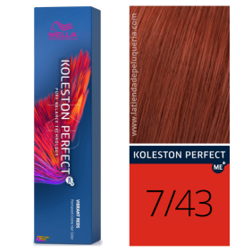 Wella - Tinte Koleston Perfect ME+ Vibrant Reds 7/43 Rubio Medio Cobrizo Dorado 60 ml